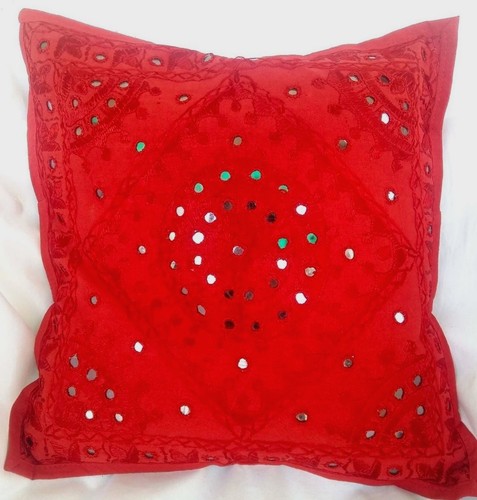 Indian Vintage Throw Mirror work Embroidered Decor Pillow Cushion Cover Art 16/"