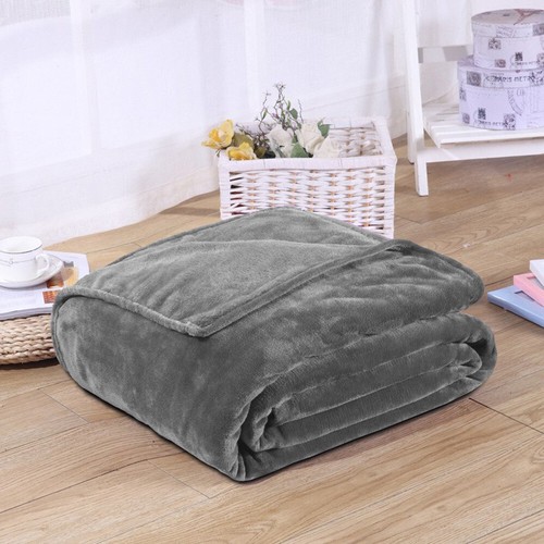 Luxury Warm Faux Fur Large Fleece Blanket Super Soft Sofa Bed Throw GREY 200x240