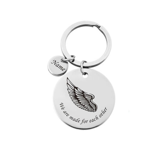 Stainless Steel key-chain Angels Wing Print Ornament for Couples Holiday Gift S 