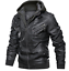 Men's Motorcycle Leather Jacket Removable Hood Winter Warm Outdoor Coat Jackets 