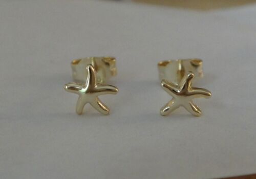 Gold Plate Sterling Silver TINY 6mm Starfish Star Fish Studs Earrings! 