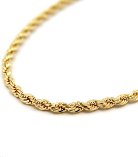14k Gold plated rope chain men's women's 24" inches necklace free shipping new 