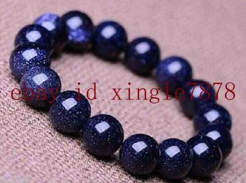 Pretty 6//8//10//12//14mm bleu sable RONDE pierres précieuses perles Stretch Bracelet 7.5/" AAA