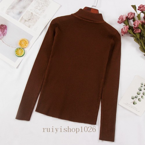 Winter Womens Mock Neck Pullover Long Sleeve Slim Knit Sweater Shirt Blouse Tops