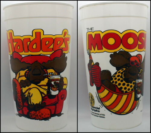 VINTAGE 1980/'S Hardees Moose Cups 4 TYPES 100/% ORIGINAL