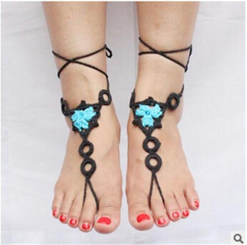 Barefoot Sandals Crochet Foot Anklet Bracelet Women Ankle Chain Jewelry Gifts WE 