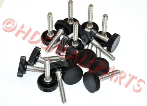 Black Plastic Knob 1” Round 20 1//4/"-20 x 1-1//2/" Thumb Screw Stainless Steel