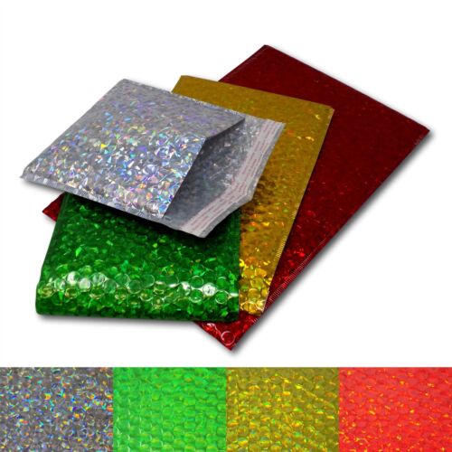 Holographic Metallic Gloss Foil Padded Bubble Mailing Gift Postal Bag Envelopes 