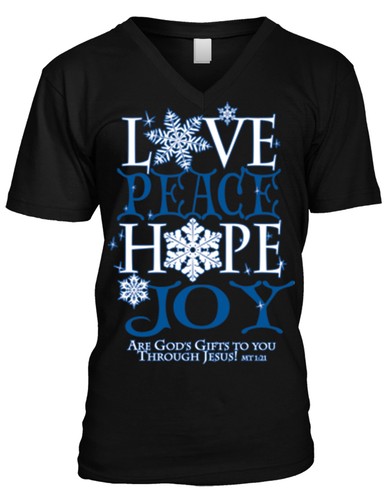 Love Peace Hope Joy God/'s Gifts Through Jesus Christmas Mens V-neck T-shirt