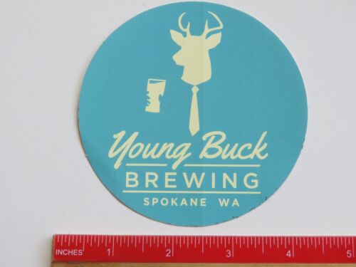 WASHINGTON ~ Deer Elk Beer Brewery STICKER ~ YOUNG BUCK Brewing Co ~ Spokane