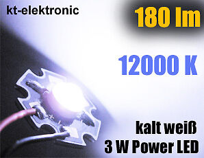 3 Stück Power LED 3W 700mA kalt weiß 180 lm 12000K 