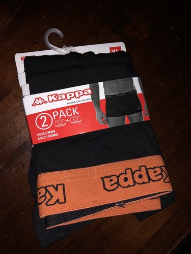 KAPPA BOXER SHORTS TWIN PACK GENUINE LARGE 38 1 X BLACK 1 X RANDOM COLOUR BAND