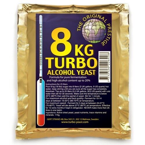 1 Turbohefe Prestige /"8kg Turbo/"; 18/%-20/% Alkohol; Gärhefe Trockenhefe Brennhefe