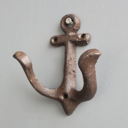 Vintage Rustic Cast Iron Nautical Anchor Wall Hooks Coat Hat Rack Key Holder 