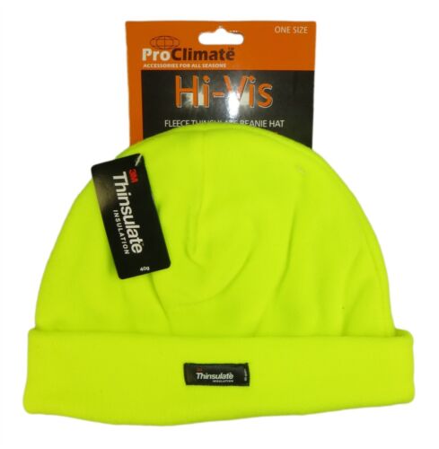 Men/'s Hi Vis Thermal Fleece Beanie Hat 3M Thinsulate Hats Outdoor Workwear
