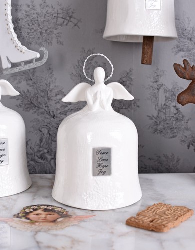 De Noël Cloche porcelaine cloche ange de Noël Cloches jeu Blanc