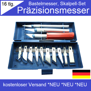 16 tlg Hobbymesser Bastelmesser Präzisions Messer Modellbau Set Cutter Skalpell