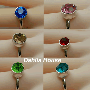 LADIES WOMEN GIRLS ADJUSTABLE HEMISPHERE CRYSTAL RING DIFFERENT COLOUR