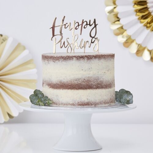 Baby Shower Party OR Déjoué Joyeux poussant gâteau Toppers-Oh Baby!