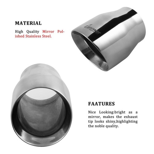 2Pcs Polished SUS304 Weld On Angle Cut 3/" Inlet 4/" Outlet 5/" Long Exhaust Tip