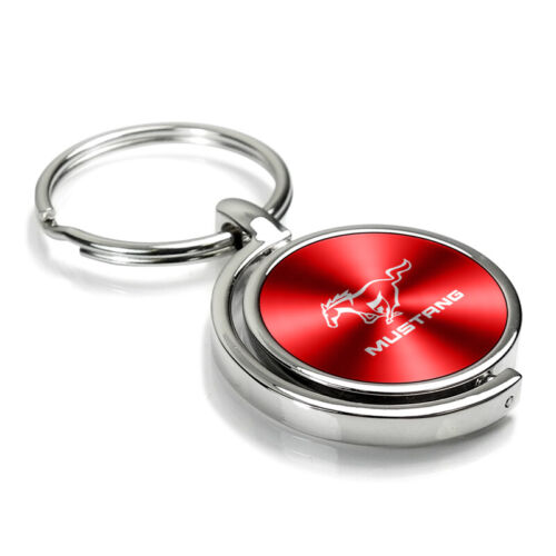 Ford Mustang Red Brushed Metal Spinner Key Chain Key-ring Keychain 