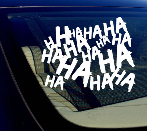 HAHAsqVCwht4 Haha Sticker Decal Joker Serious Evil Body Window Car White 4/"