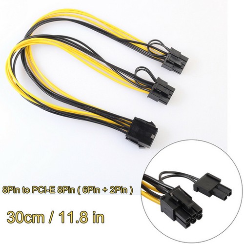 PCI-e 8pin to Dual8pin 2x 6+2pin Graphics Video Card Power Y Splitter Cable