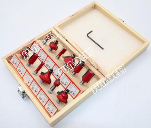 UK 12 Piece 1//4inch High Quality TCT Router Bit Set With Case New