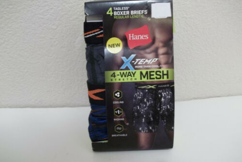 Details about  / 4 NEW MENS HANES X-TEMP BREATHABLE WICKING QUICK DRY REG LENGTH BOXER BRIEF XL