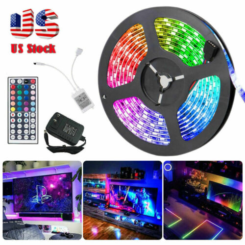 Details about  / US Local 17//33FT 600 LED Strip Light SMD 3528 RGB+44 Key Remote Controller+Power