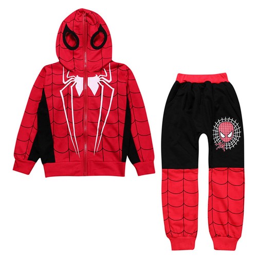Kids Boy Superhero Hoodie Coat Jacket Top Sweatshirt Trousers Cosplay Outfit Set