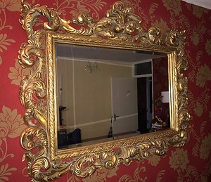 Large Rococo Vintage Style Gold Mirror  eBay