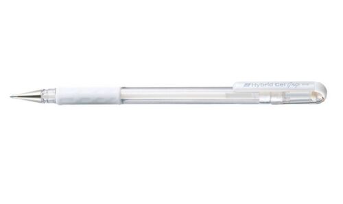 Pentel Hybrid K118 Gel Pastel White Pen Fine Point Nib Comfort Grip 
