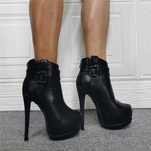 Details about  / Ladies Shoes Synthetic Leather Platform High Heel Zipper Ankle Boots 45 46 47 L
