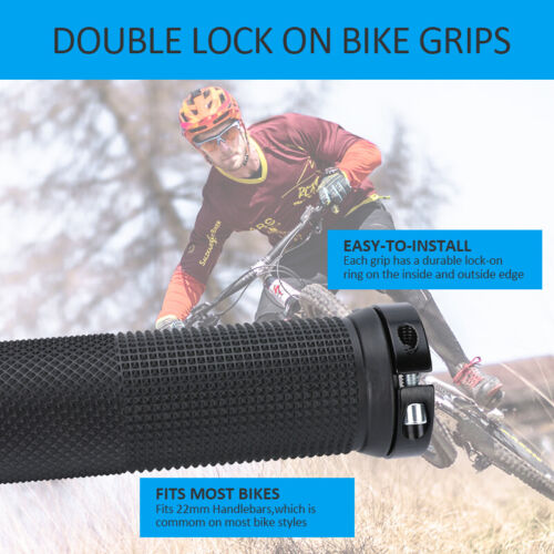 2Pcs Double Dual Lock On Locking Mountain Bike Bicycle Cycling Handle Bar Grips