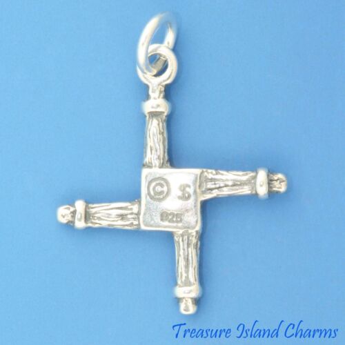 Irish St Saint Brigid Cross .925 Solid Sterling Silver Charm Pendant MADE IN USA 