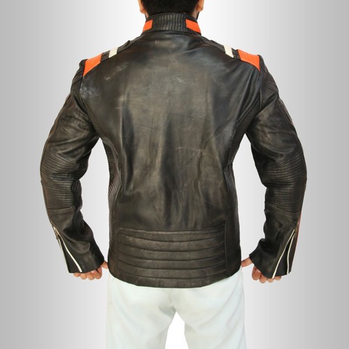 Men/'s Biker Vintage Moto Cafe Racer Retrò 3 Moto Giacca in pelle effetto anticato