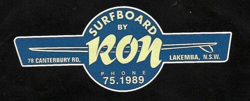 "SURFBOARDS BY RON " VINTAGE RETRO Sticker Decal 1960s LONGBOARD SURFER SURF