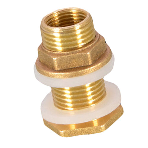 Soild Brass Water Tank Connector Theaded Bulkhead Fitting With 2 Rubber