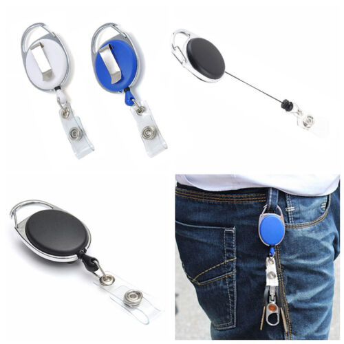 one Retractable Reel Recoil ID Badge Lanyard Name Tag Key Card Holder Belt Clip 