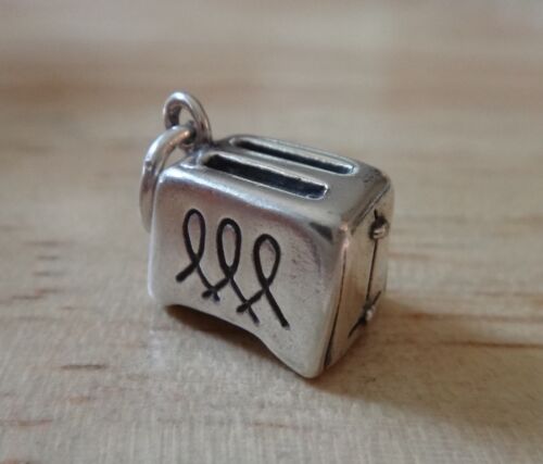 Sterling Silver 13x9x8mm Heavy 4 gram Detailed Toaster Appliance Charm