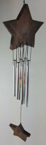 WIND CHIME STAINED WOOD STAR HAND CRAFTED BEAUTIFUL MELODY