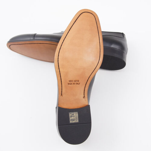 NIB $695 CANALI 1934 Black Calf Leather Cap Toe Balmoral US 10 Dress Shoes 