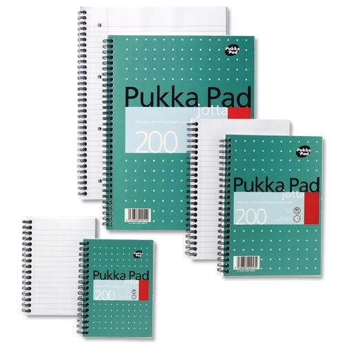 3 x Pukka Pad A5//A4//A6 Jotta Notepad Writing 80gsm White Ruled Spiral Pads