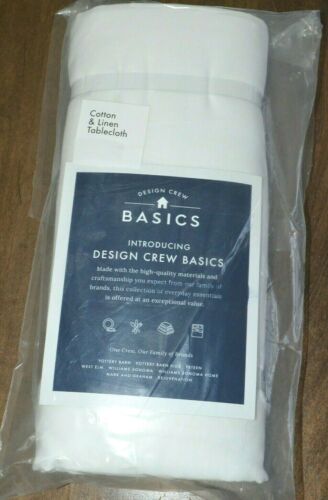 Details about  / Pottery Barn Design Crew Basics Solid White Tablecloth NEW Cotton Linen Blend