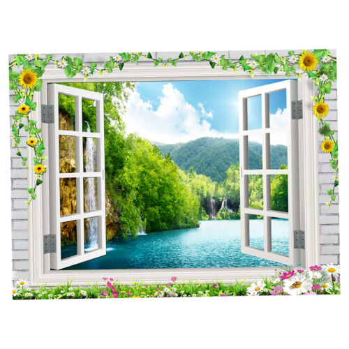 1x Creative 3D Wandteppich Fenster Blume Picknick Matte   hängen Dekor # 11