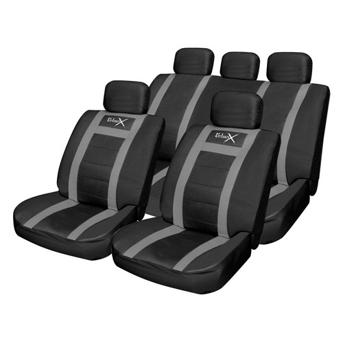 Black /& Grey Leather Look Seat Cover Set Universal Fit for Vauxhall Zafira