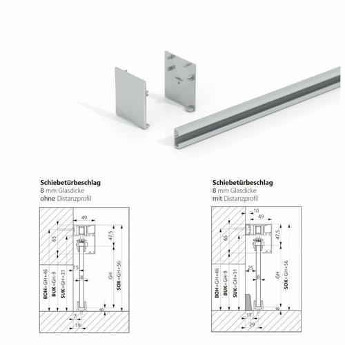 opt. LEVIDOR Slimline Glasschiebetür Design Berlin SoftStop SoftClose EX1SXX