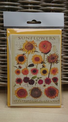 folded to A6 blank inside envs 5 pack print on linen card Sunflower notelets