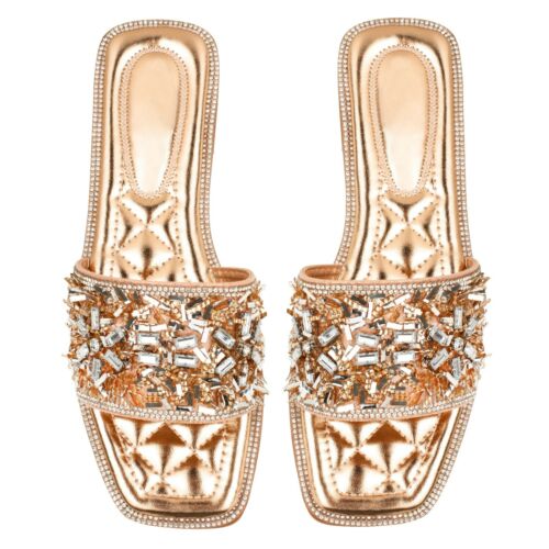Details about   Womens Ladies Diamante Sliders Square Toe Bling Slides Summer Sandals Size 